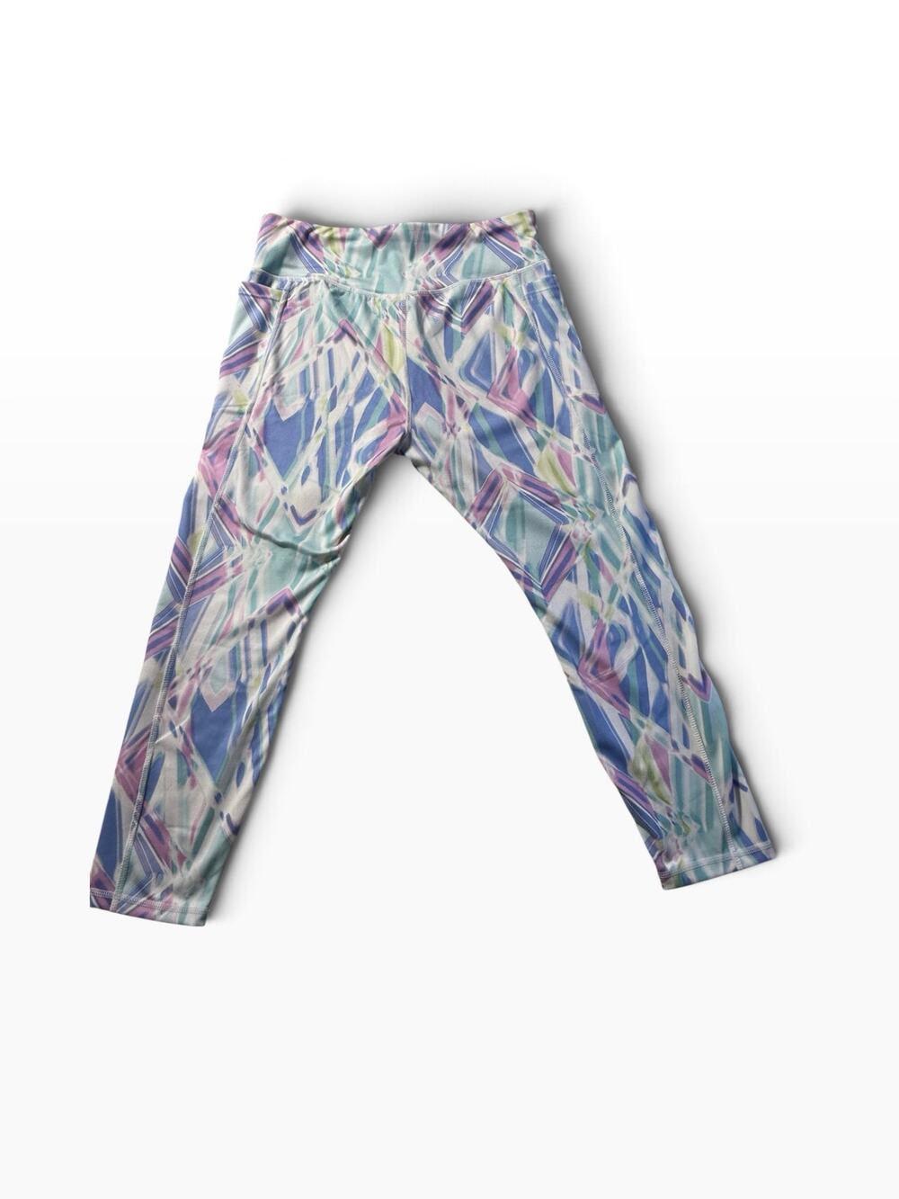 Juicy Couture Sport Womens L Pastel Geometric Crop Leggings Pockets Yoga